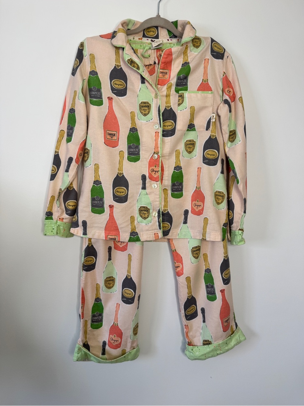 Munki Munki Champagne NYE PJs Pajamas Sleepwear 2 Piece Top Bottoms Sz S